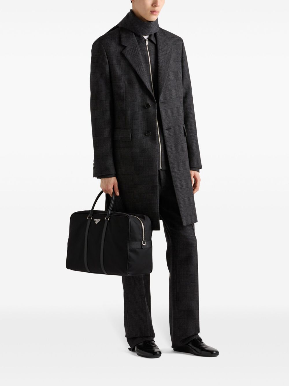 Shop Prada Single-breasted Wool Coat In Grey