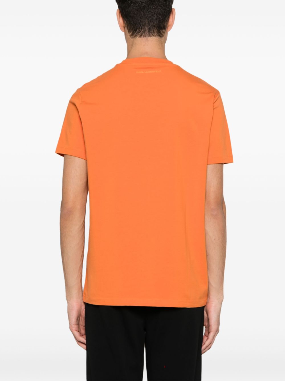 Shop Karl Lagerfeld Logo-embroidered T-shirt In Orange