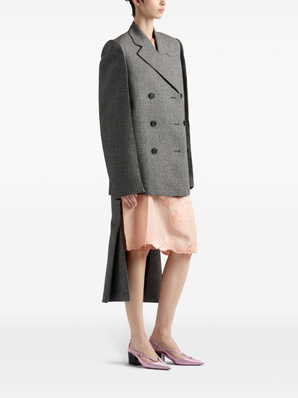 Shop Prada Prince-of-wales Pattern Skirt In Grey