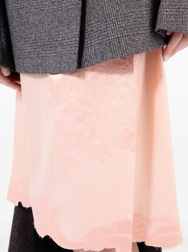 Prada Embroidered Silk Skirt | Pink | FARFETCH