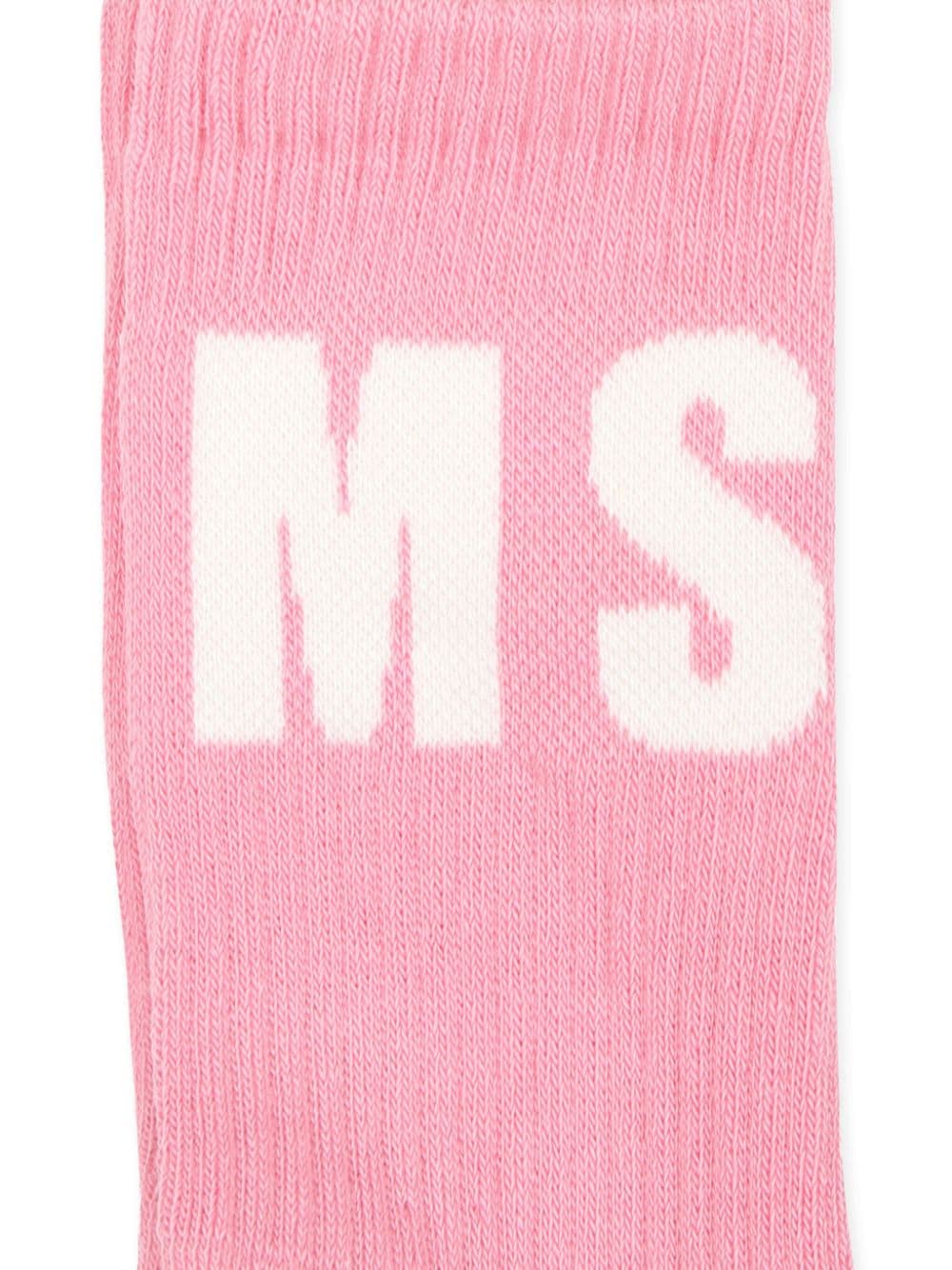 MSGM Kids logo-jacquard socks - Roze