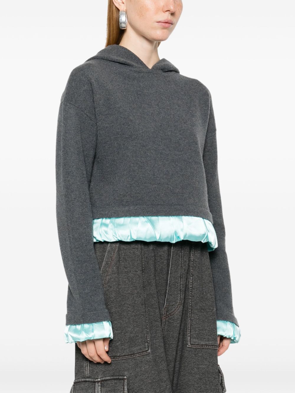 JW Anderson satin-trim cropped hoodie Women