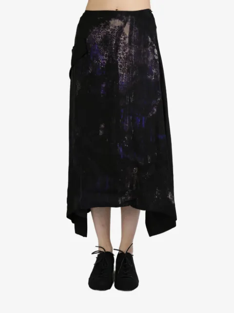 Y's flower-pattern cut off-pocket midi skirt