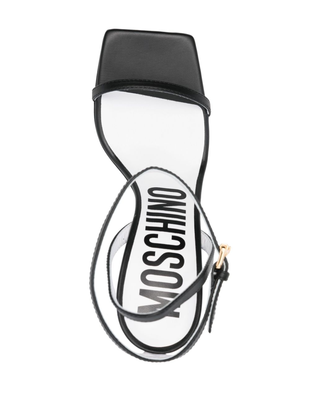 Shop Moschino Leather Sandals In Black