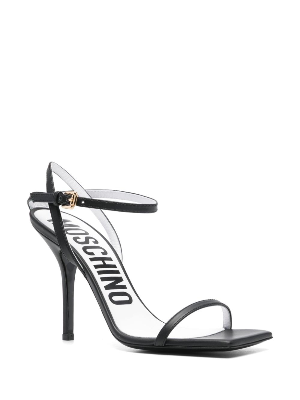 Shop Moschino Leather Sandals In Black