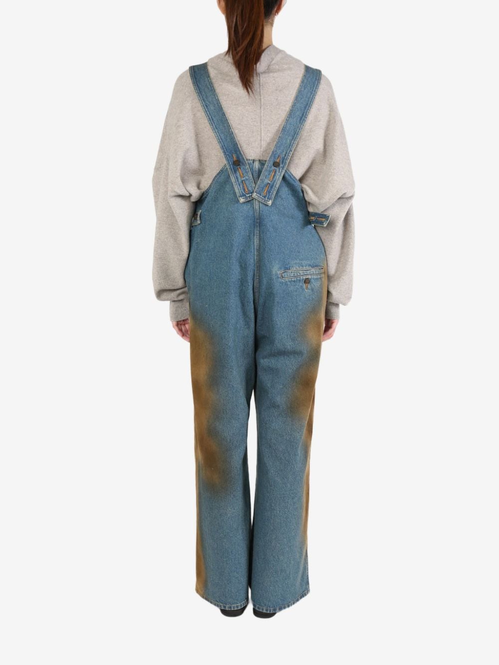 Shop Uma Wang Abstract-pattern Print Dungarees In Blue