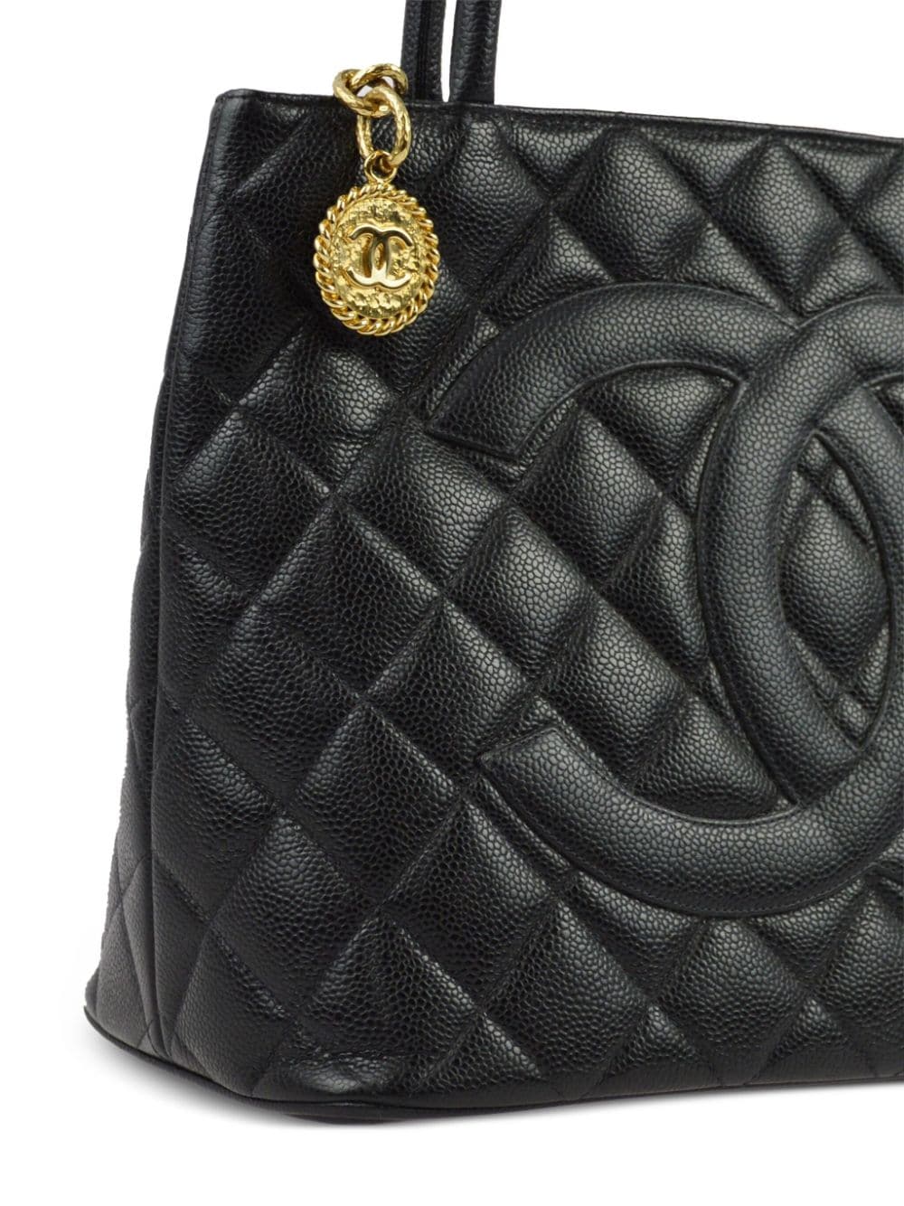 Pre-owned Chanel 2002 Medallion Tote Handbag In Black