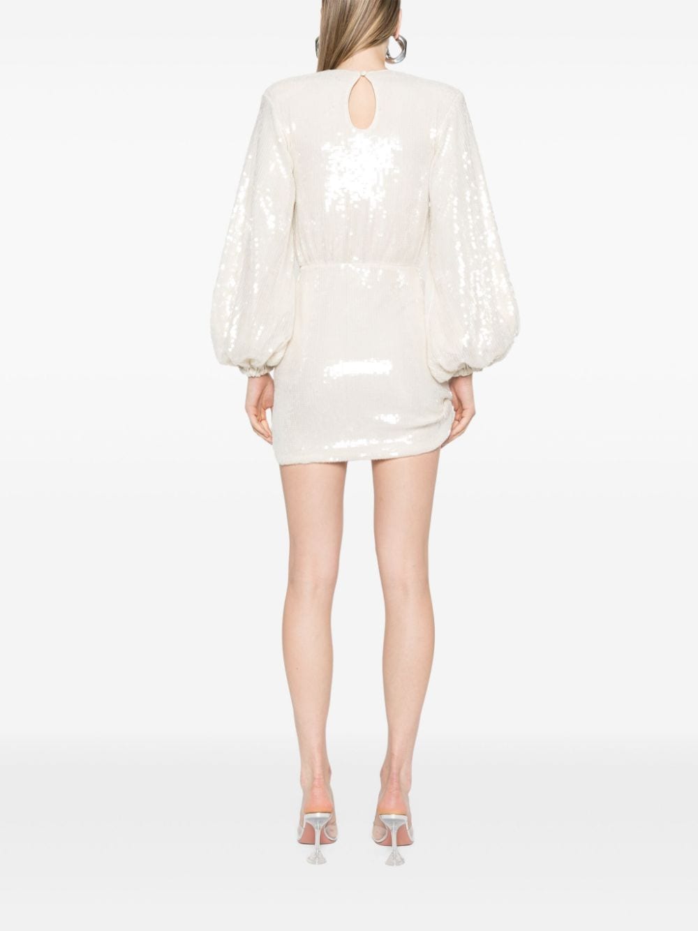 Shop Rotate Birger Christensen Sequinned Mini Dress In Nude