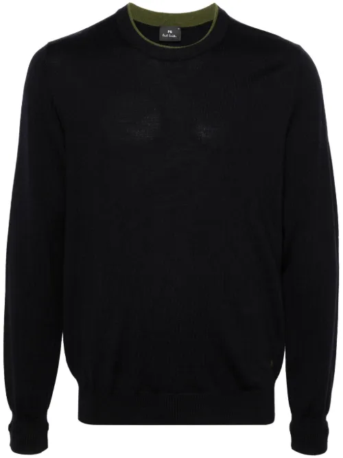 Pull en laine mérinos à col contrastant - PS Paul Smith - Modalova