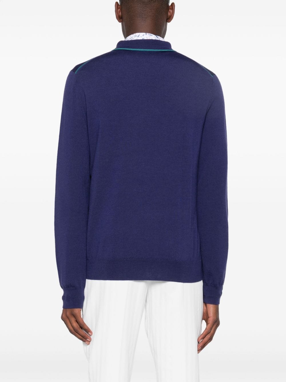 Shop Ps By Paul Smith Merino-wool Polo Sweater In Blue