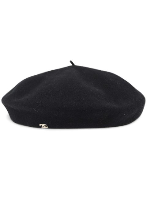 HOT SALE CHANEL 1998 CC wool beret hat Women