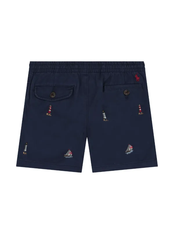 POLO RALPH LAUREN KIDS motif-embroidered Shorts Blue
