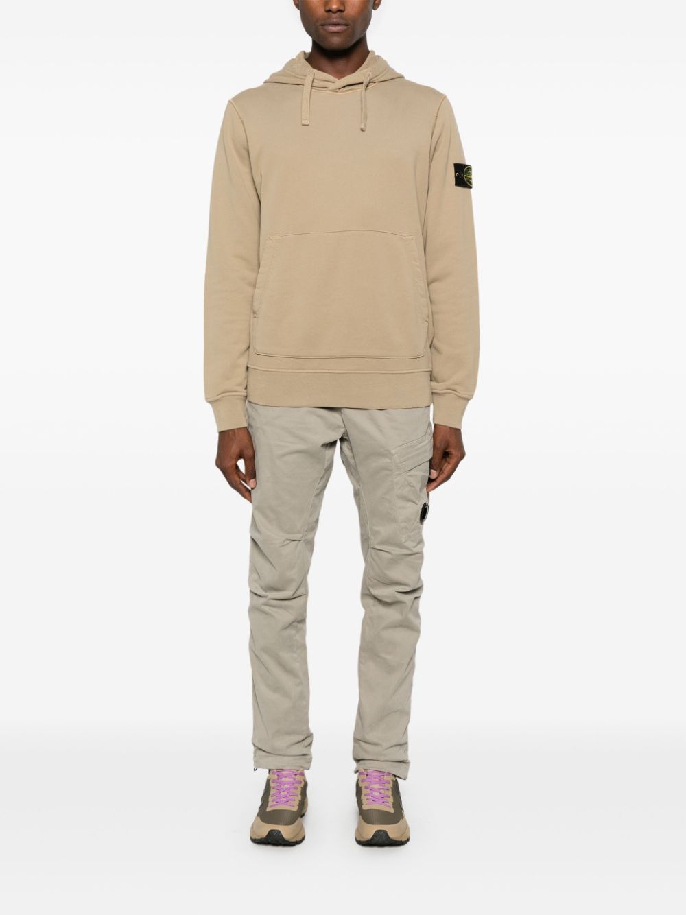 Shop Stone Island Compass-badge Hoodie In Neutrals