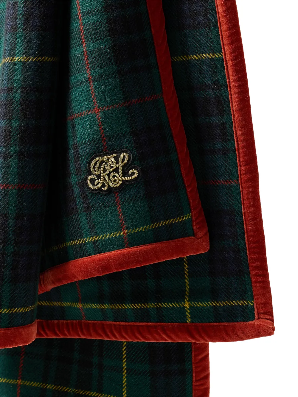 Ralph Lauren Home Everett geruite deken met fluwelen afwerking - Blauw