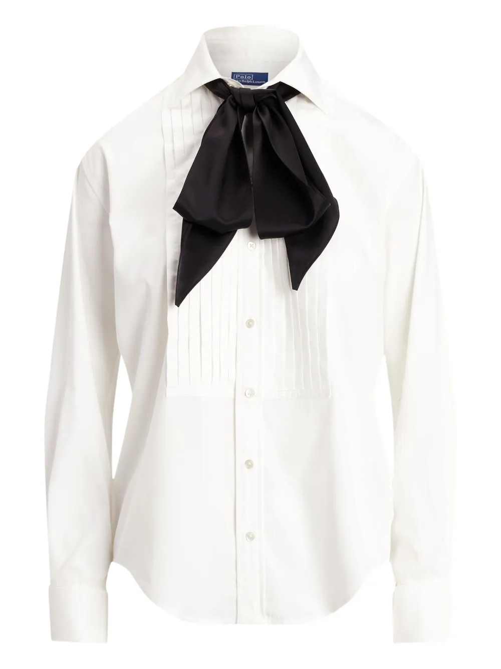 Polo Ralph Lauren Myana Poplin Tuxedo Shirt With Bow In White In White