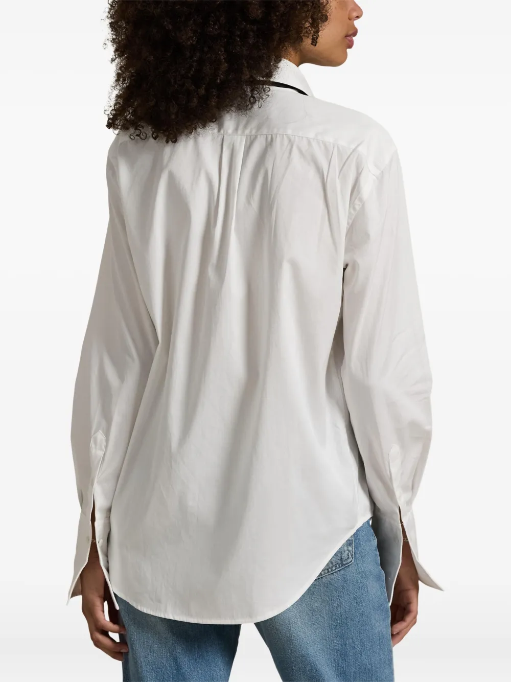 Polo Ralph Lauren Myana Poplin Tuxedo Shirt With Bow In White In White