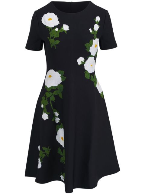 Carolina Herrera floral-jacquard flared midi dress Women