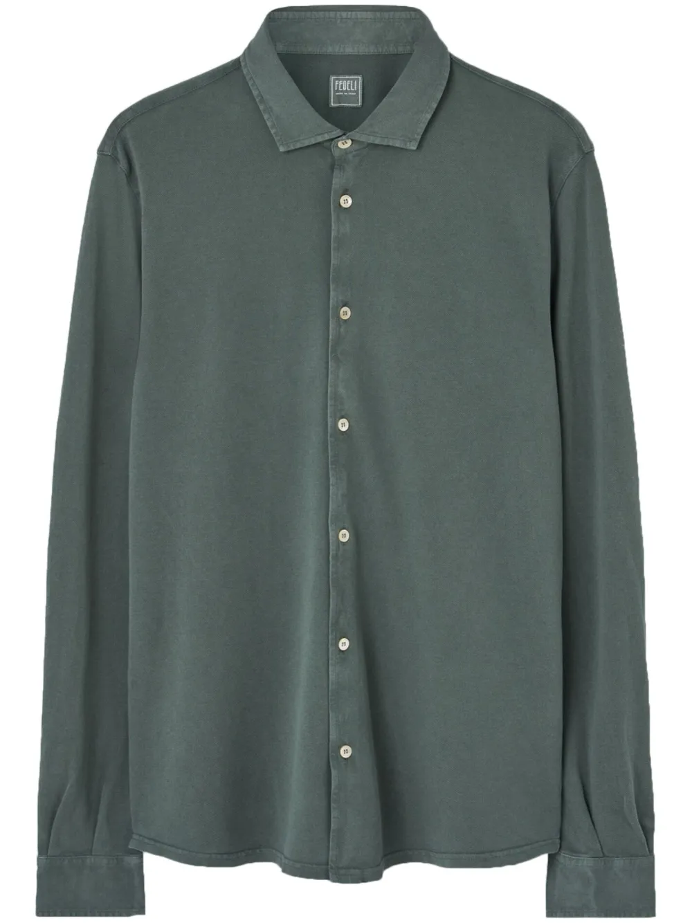 Fedeli Man Shirt Military Green Size 15 Linen In Green
