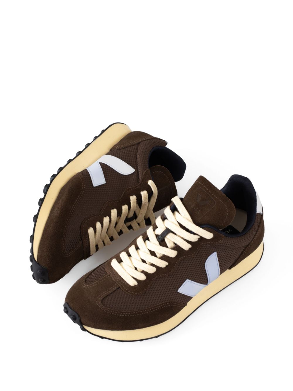 Shop Veja Logo-patch Lace-up Sneakers In Brown