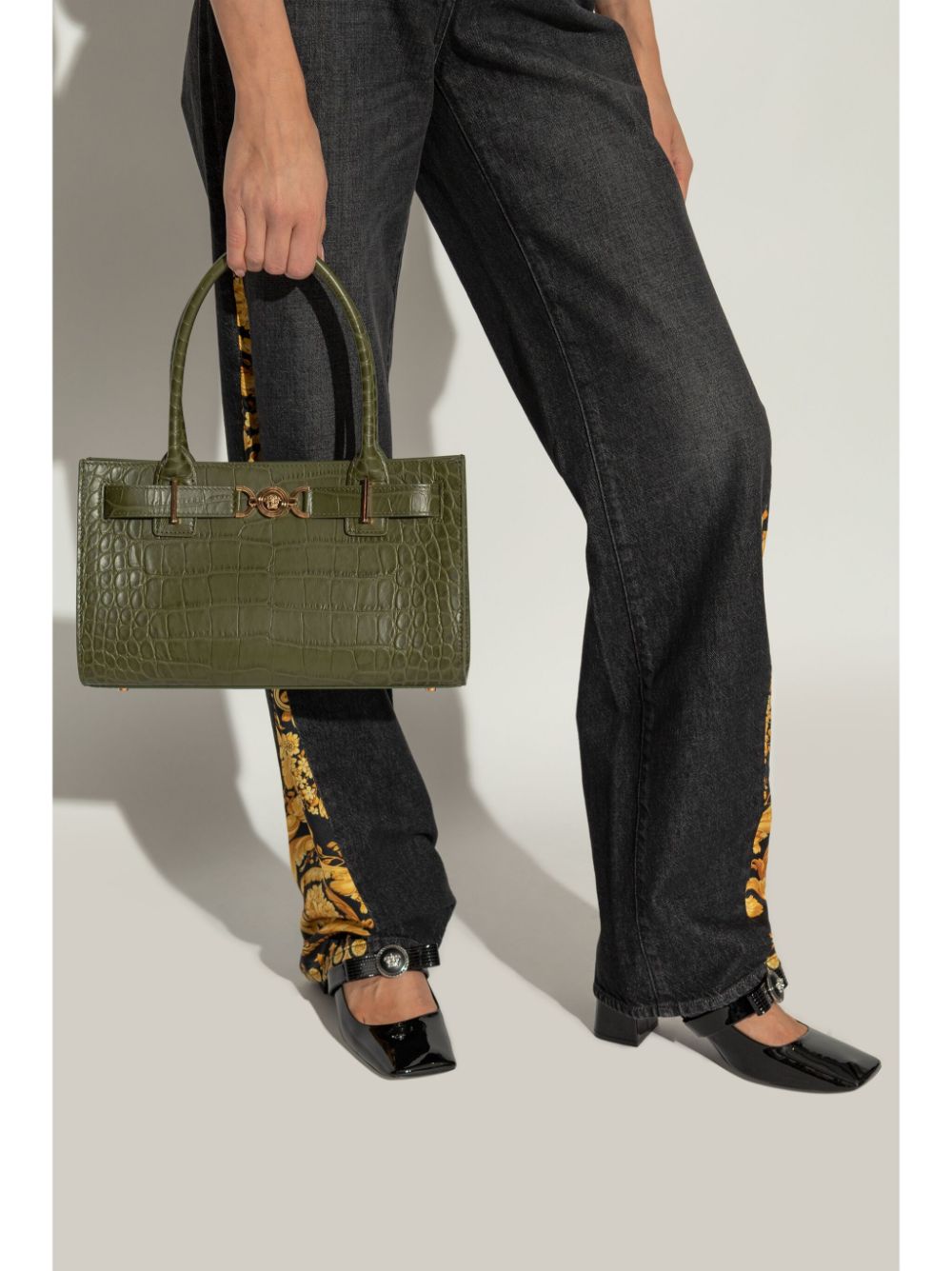 Versace Medusa '95 croc-effect tote bag - Groen