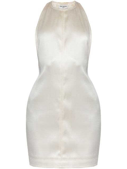 Saint Laurent stretch Duchesse silk racerback dress