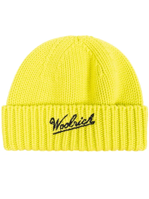 *人気* Woolrich/ウールリッチ ロゴパッチ ビーニー Woolrich ロゴ ビーニー | イエロー | FARFETCH JP