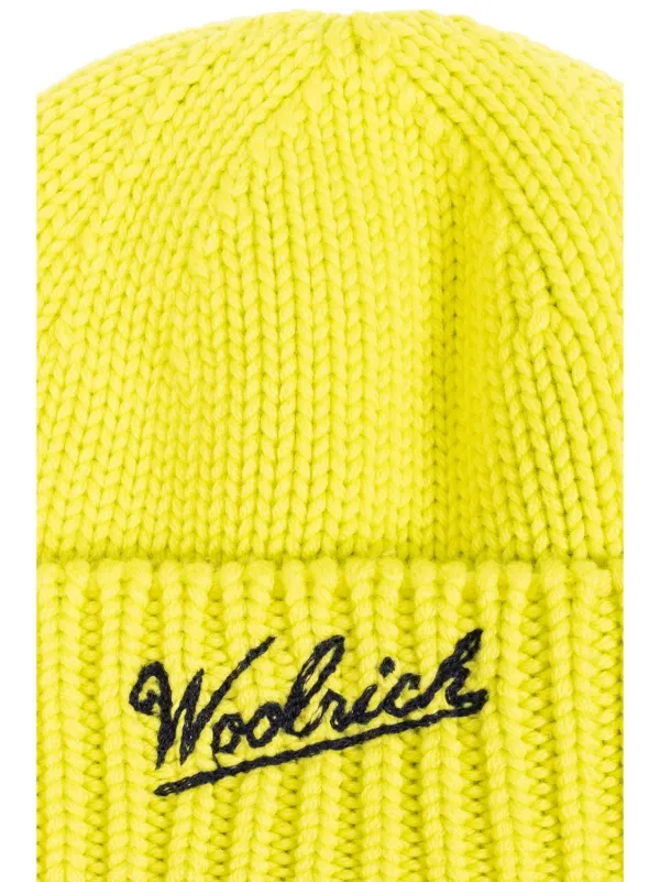 ＊人気＊ Woolrich/ウールリッチ  ロゴパッチ ビーニー Woolrich ロゴ ビーニー | イエロー | FARFETCH JP