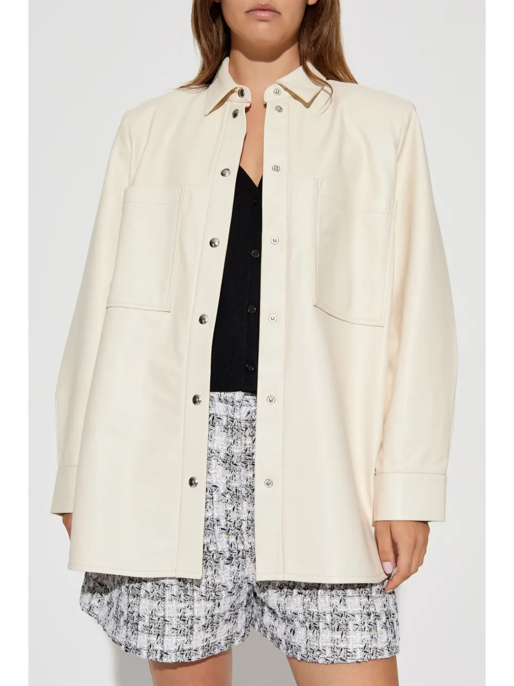 IRO Leren blouse Beige