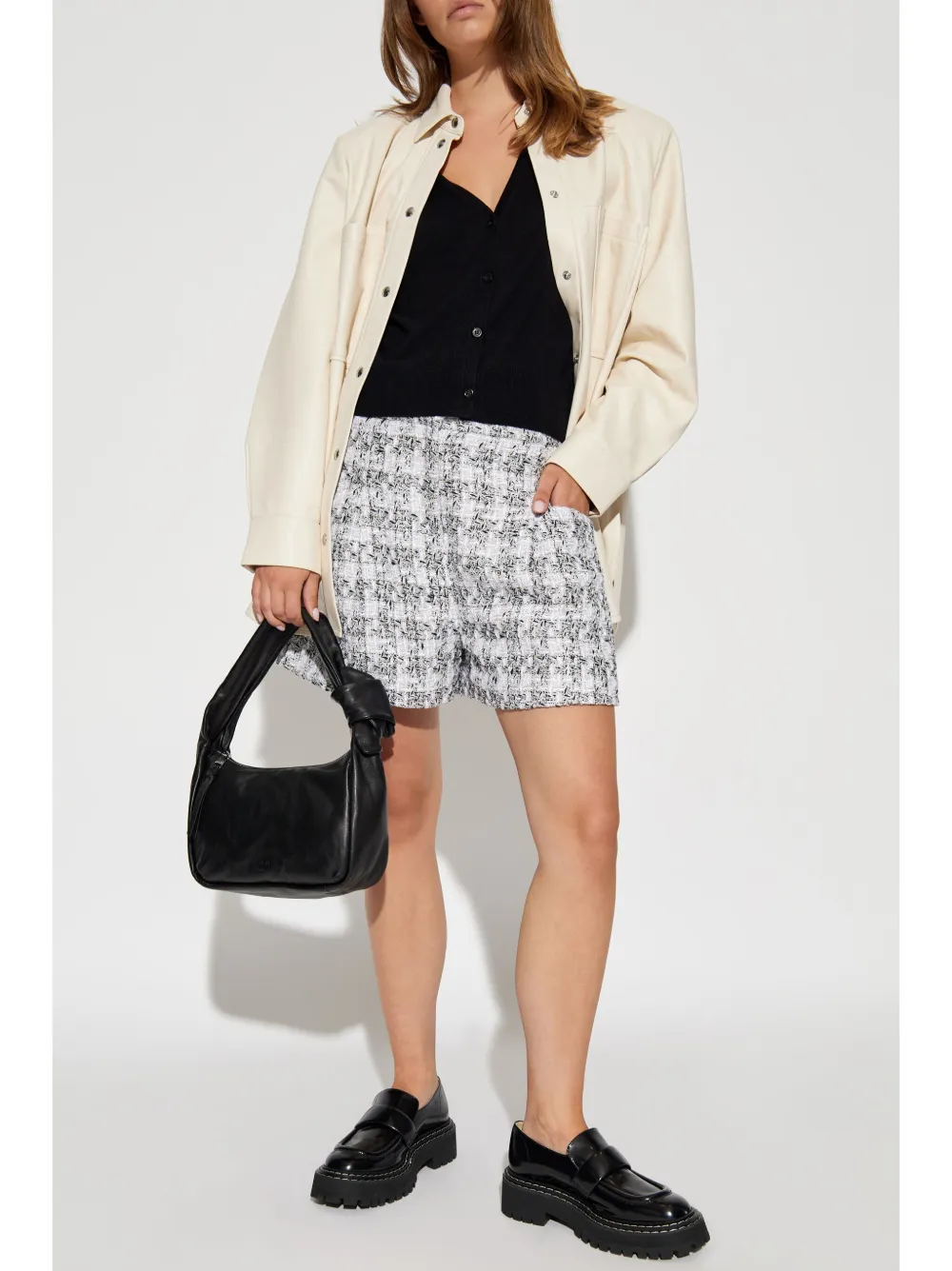 IRO Leren blouse Beige