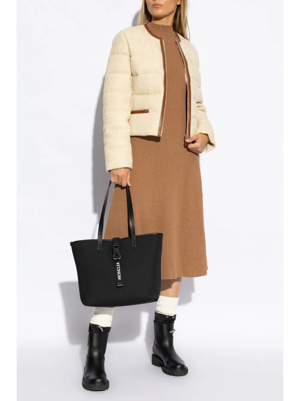 Moncler panelled padded jacket - Beige