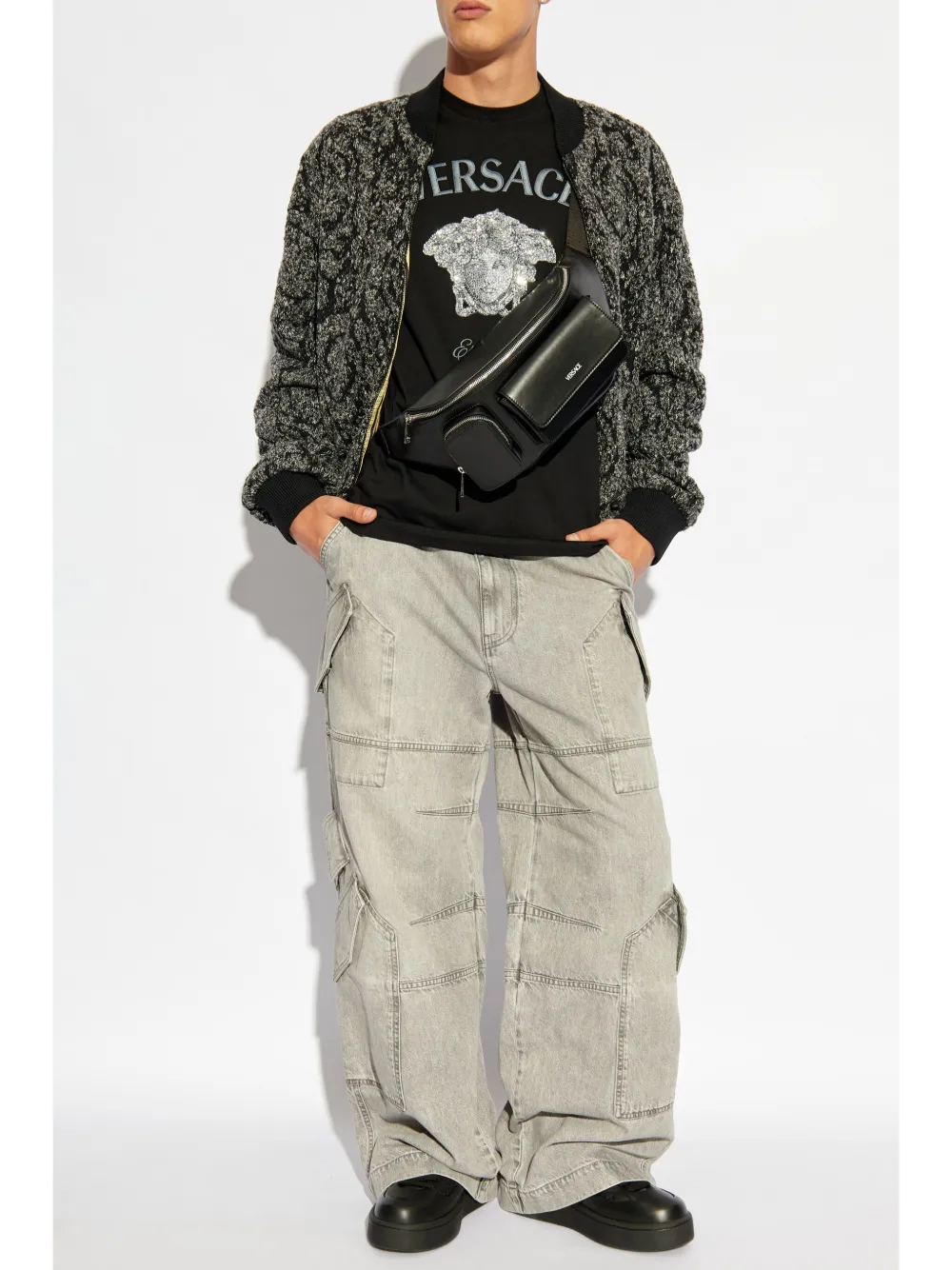 Versace Cargo jeans met wijde pijpen - Grijs