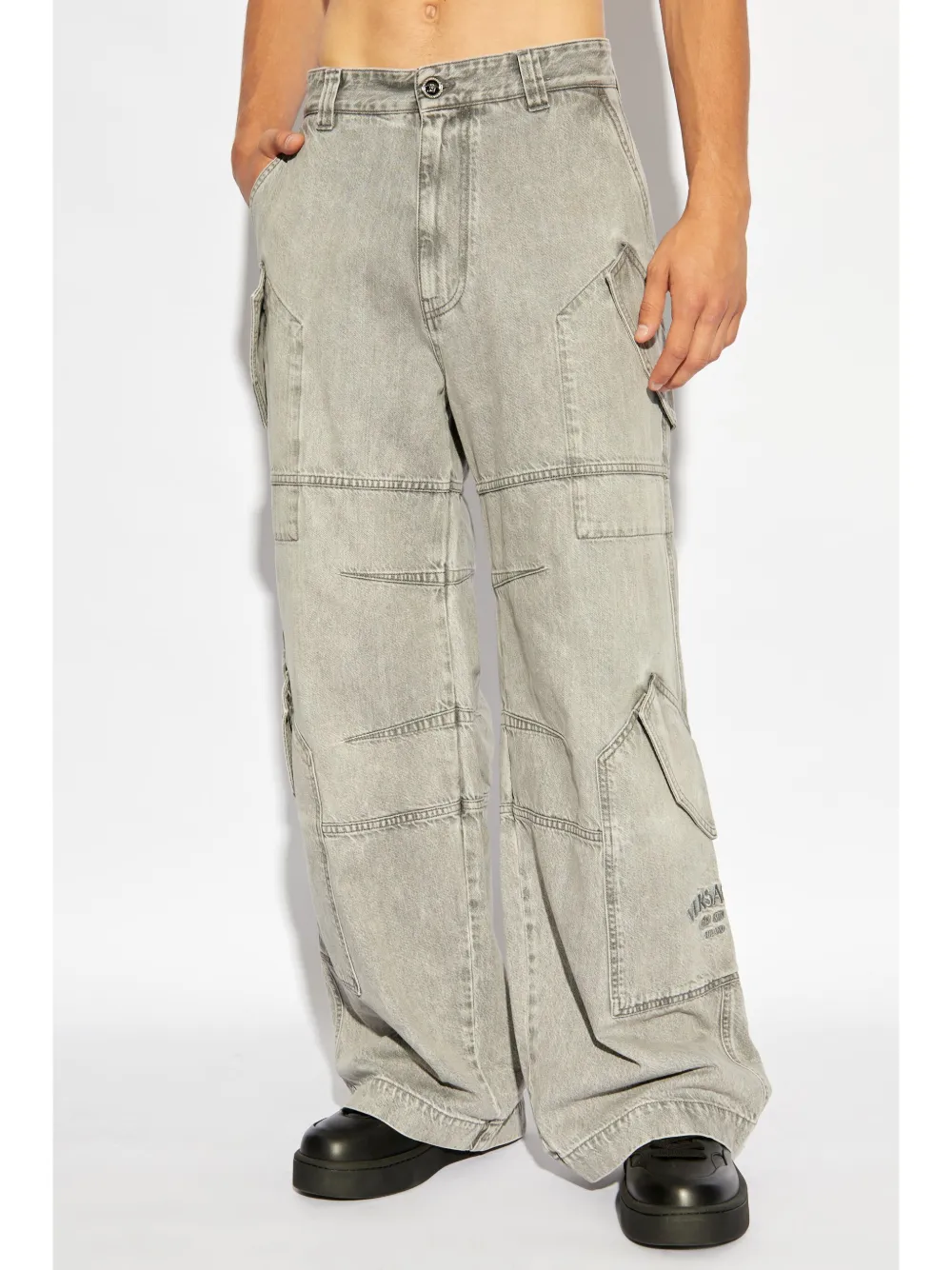 Versace Cargo jeans met wijde pijpen Grijs