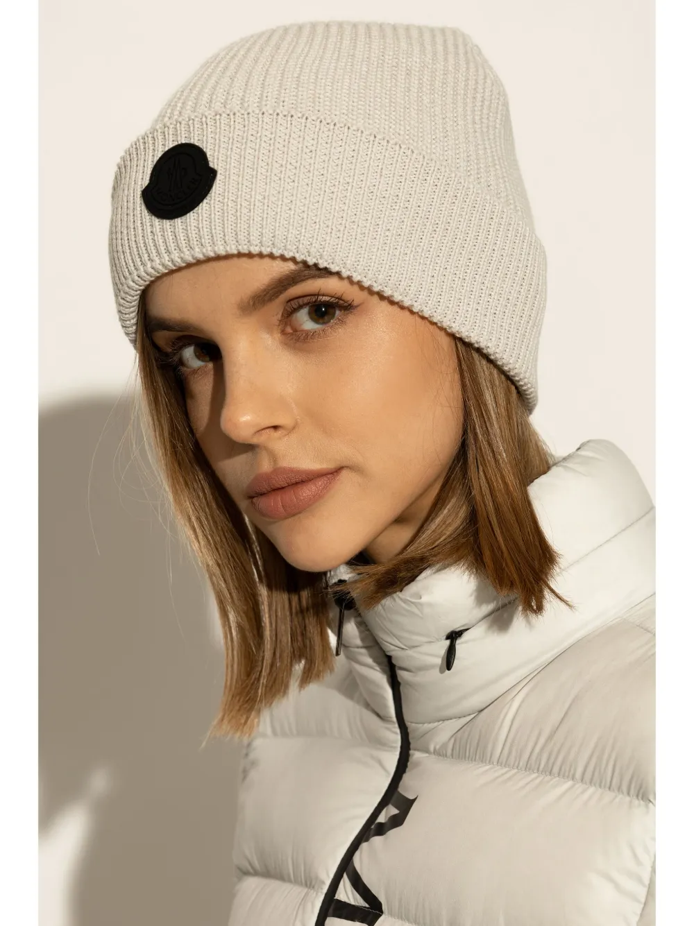 Moncler wool-blend beanie - Beige