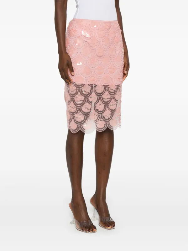 ROTATE BIRGER CHRISTENSEN Sequinned Pencil Skirt | Pink