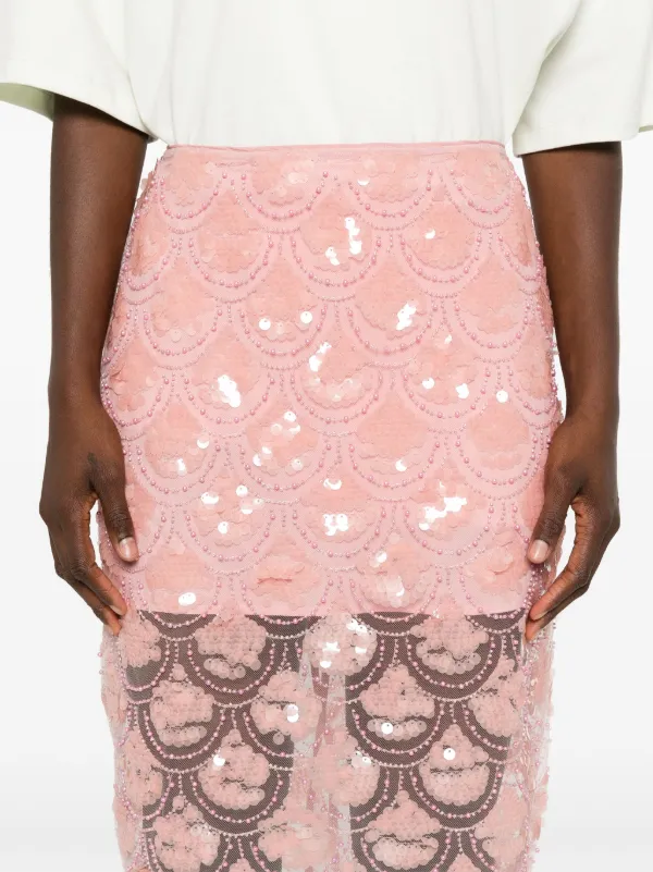 【関税&送料込】Rotate Birger Christensen Woven Pencil Skirt ROTATE BIRGER CHRISTENSEN Sequinned Pencil Skirt | Pink