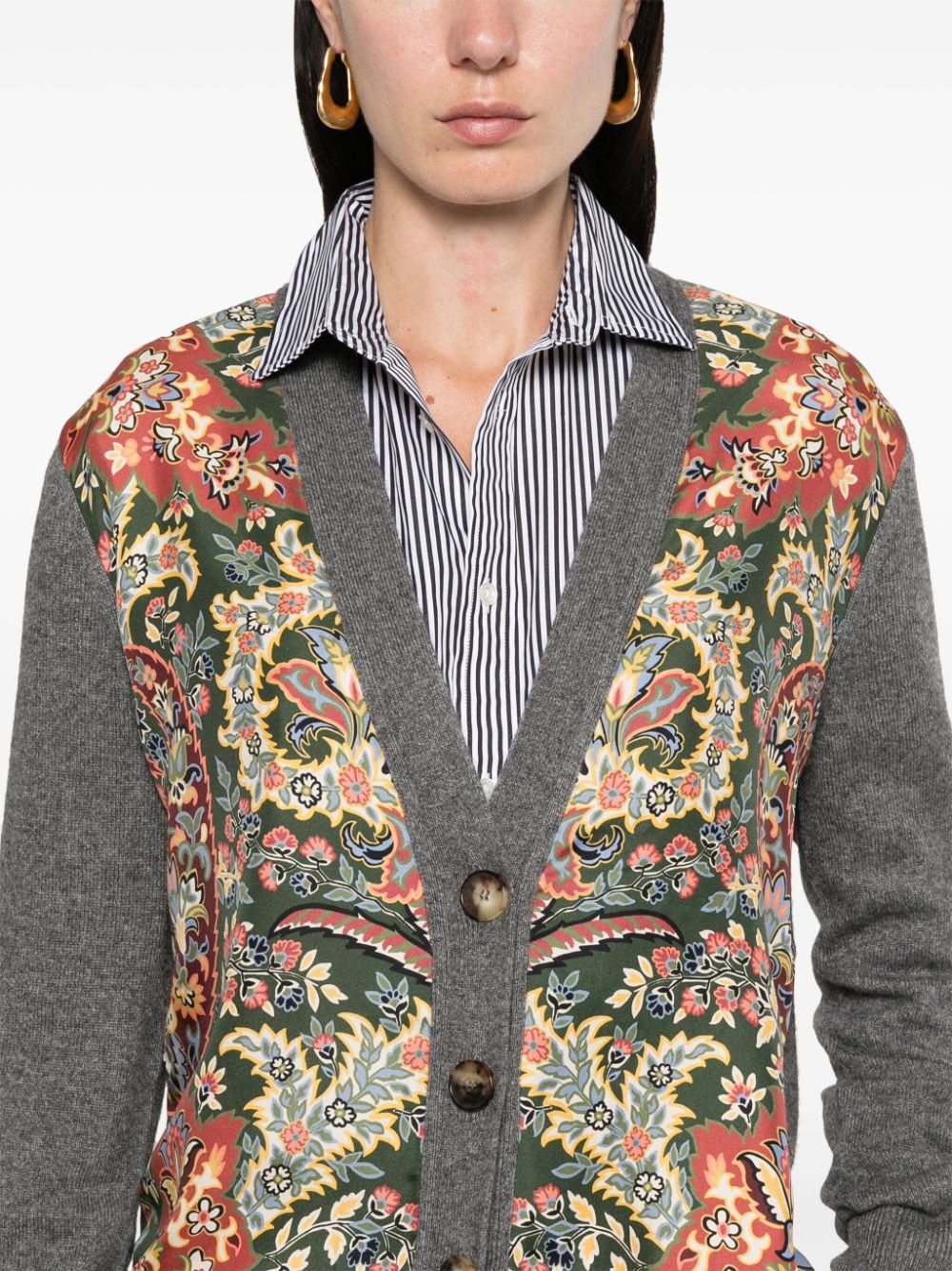 Shop Etro Paisley-print Cardigan In Grey