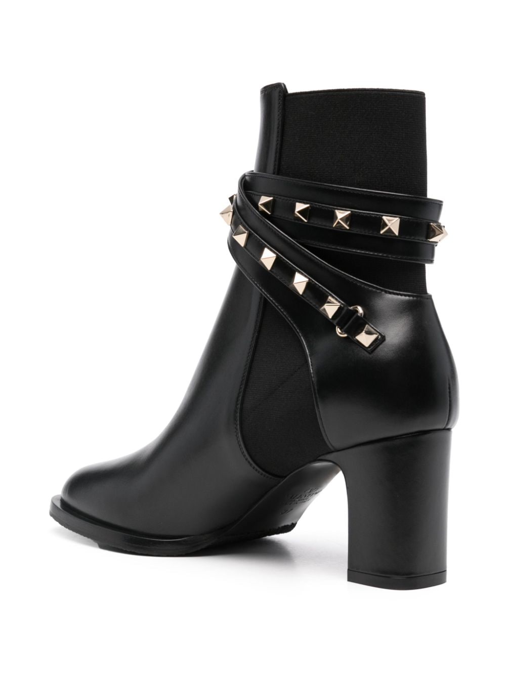 Shop Valentino Rockstud Leather Ankle Boots In Black