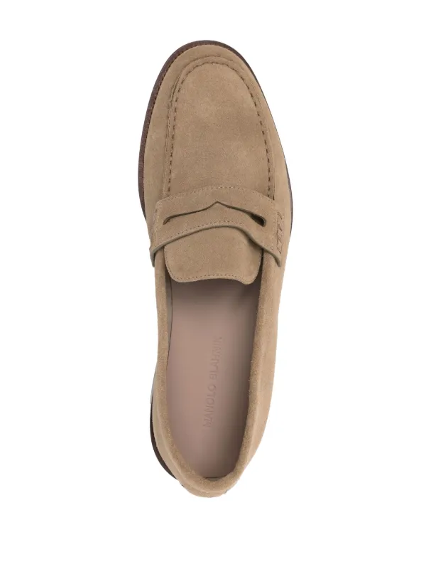 MANOLO BLAHNIK ブラウン ローファー manolo blahnik スウェード コインローファー - メルカリ