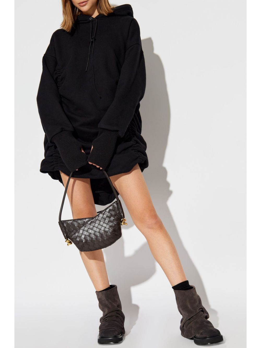 The Mannei draped hooded sweatshirt dress - Zwart