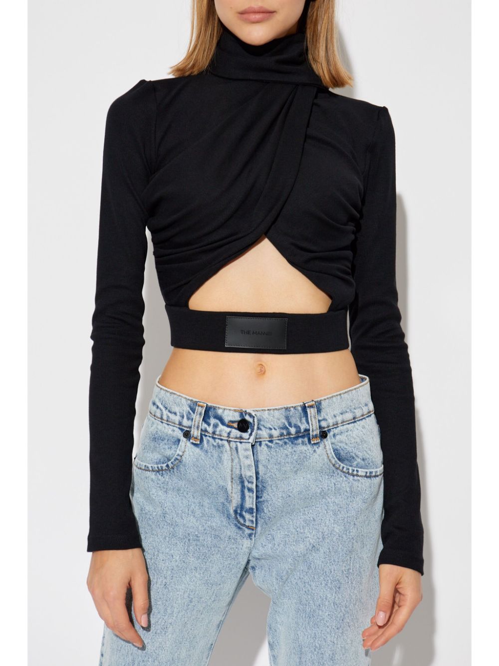 Shop The Mannei Logo-patch Cropped Blouse In Black