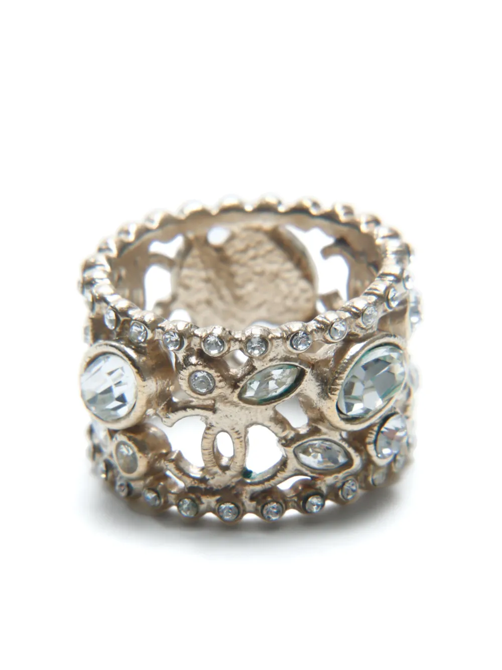 CHANEL Pre-Owned 2010 CC rhinestone ring - Goud