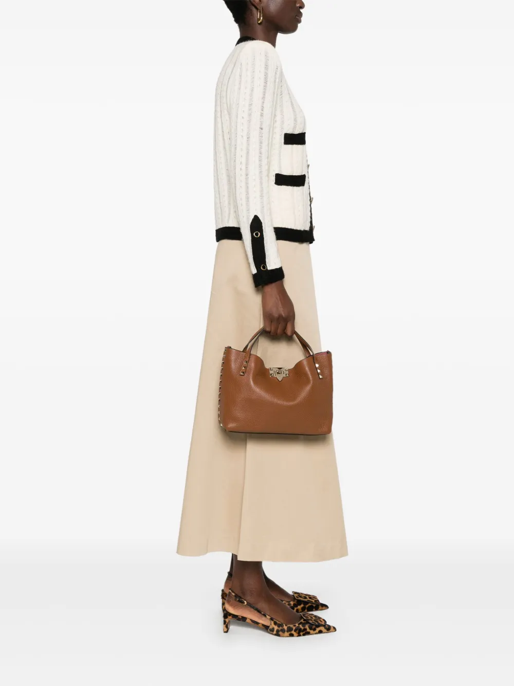 Valentino Garavani Rockstud kleine shopper - Bruin