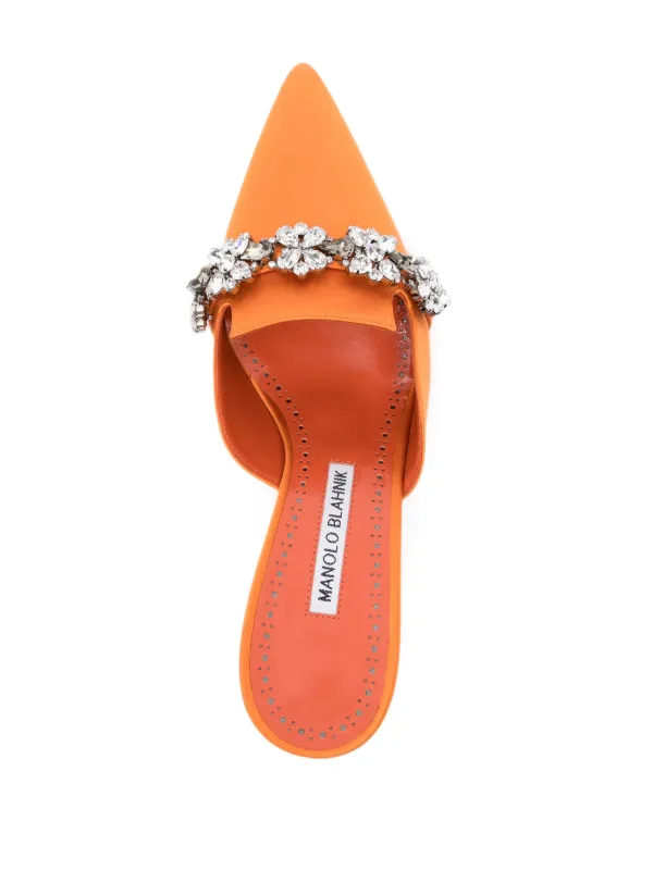 【送料&関税込】Manolo Blahnik Orange Satin Permu Mules Manolo Blahnik 75mm Permu Mules | Orange | FARFETCH UK