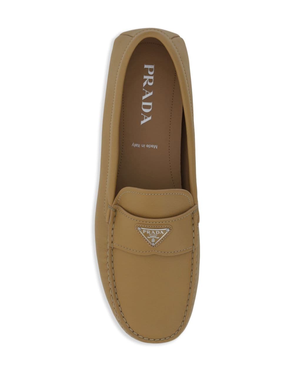 Shop Prada Drive Loafers In Nude