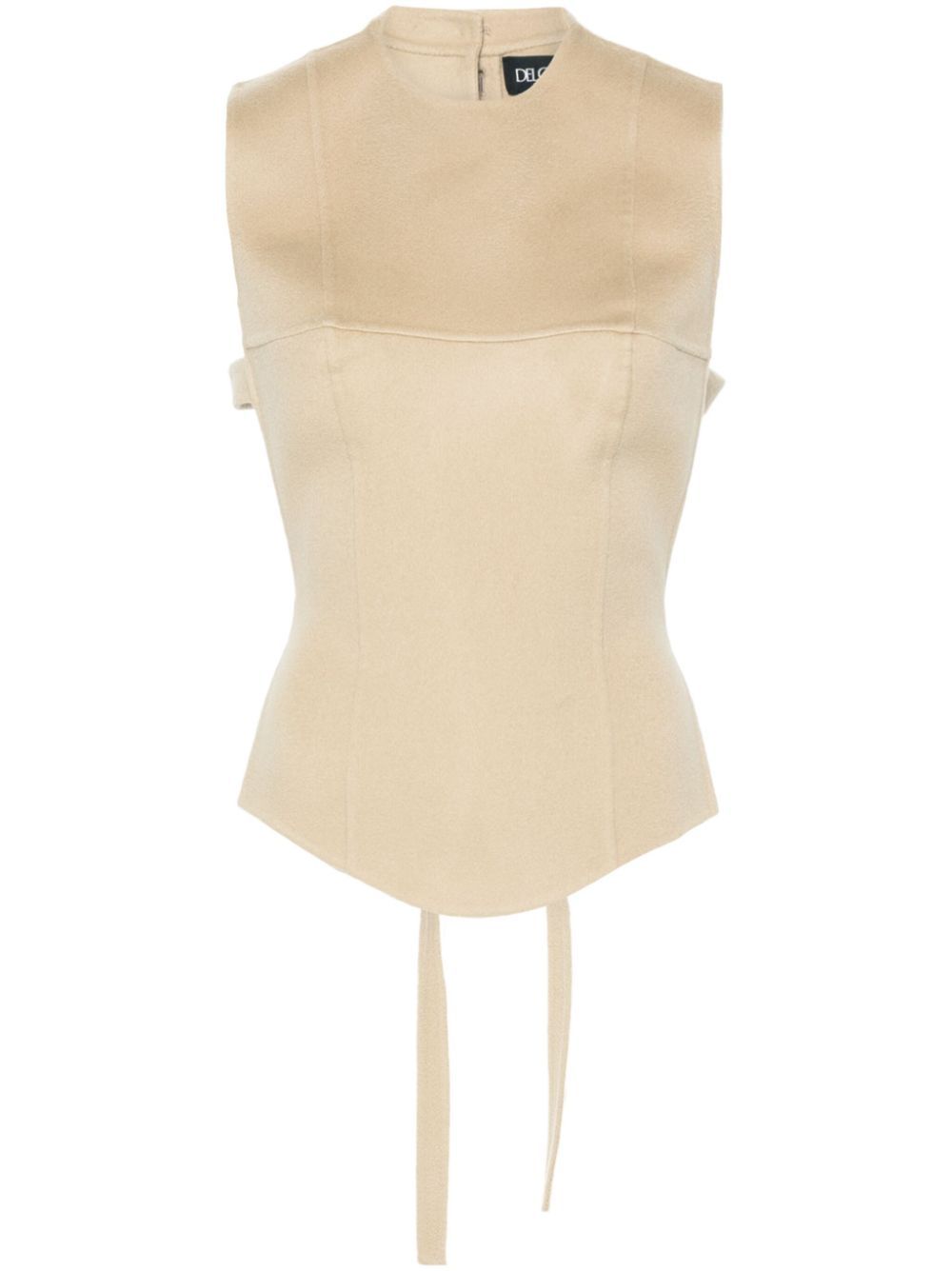 Shop Del Core Pointed-bust Bib Top In Neutrals