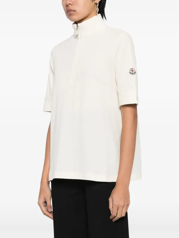 MONCLER トップス Moncler Zip Cotton T-shirt | Neutrals | FARFETCH CA