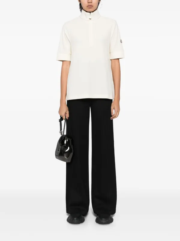 Moncler Zip Cotton T-shirt | Neutrals | FARFETCH CA