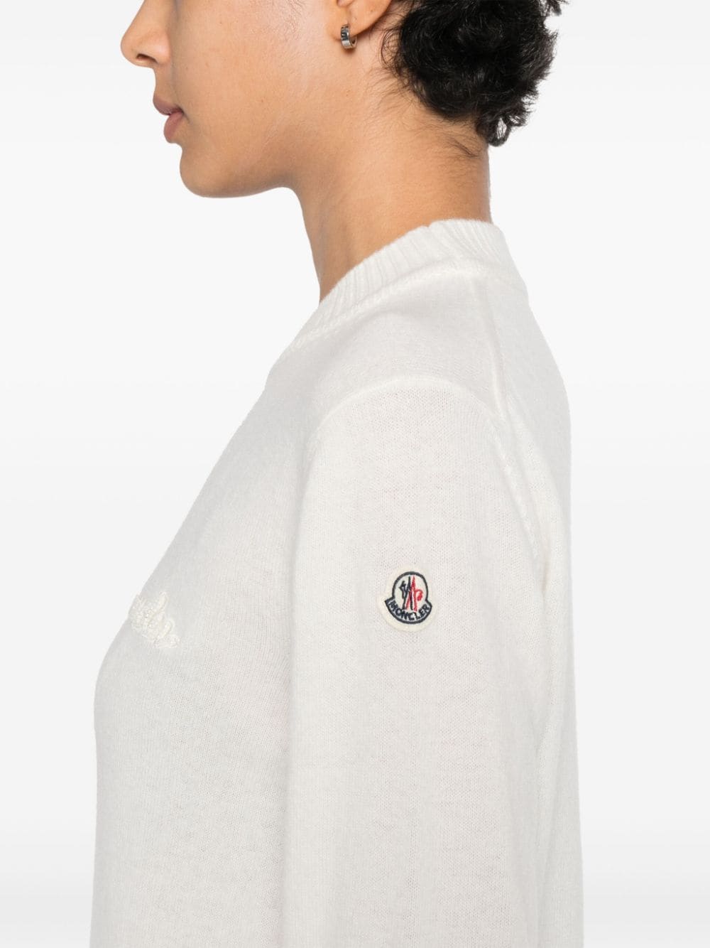 Shop Moncler Logo-embellished Sweater In White