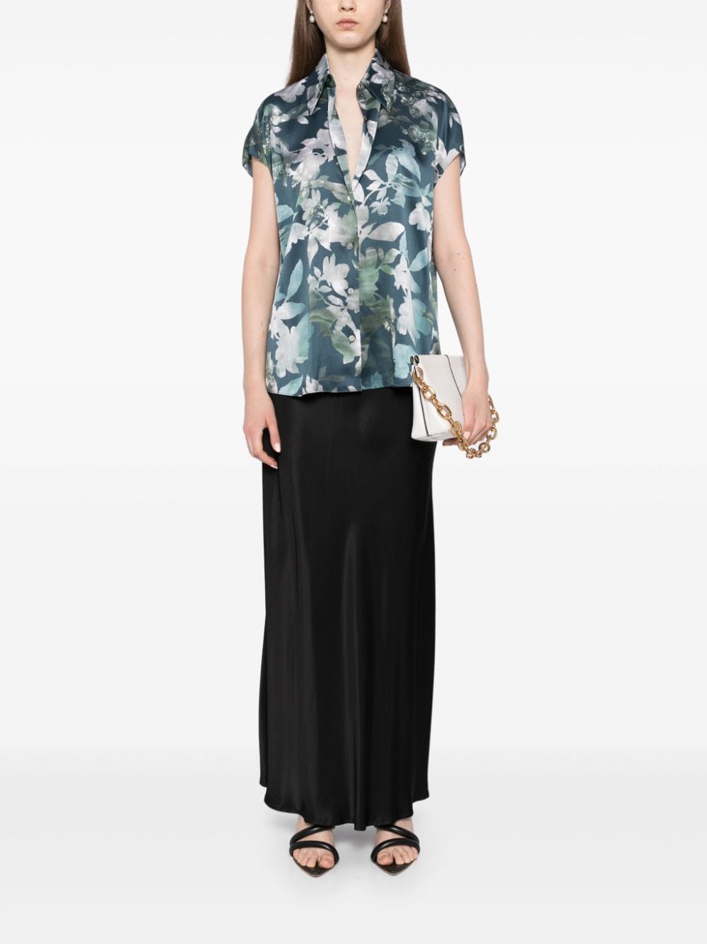 Shop Vince Floral-printed Shirt In Blue