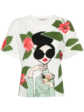 Alice + Olivia Evan T-Shirt | White | FARFETCH IE 